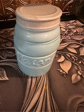 Mason Ceramic Storage Jar in Light Blue with Cream Lid